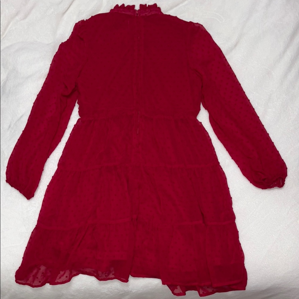 Rare Editions Red Bishop Sleeve Mock Neck Dress